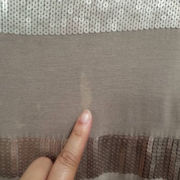 Kische Woman’s Smokey blush Sequins Stripes Short Sleeve Sz‎ 2X - Picture 5 of 5